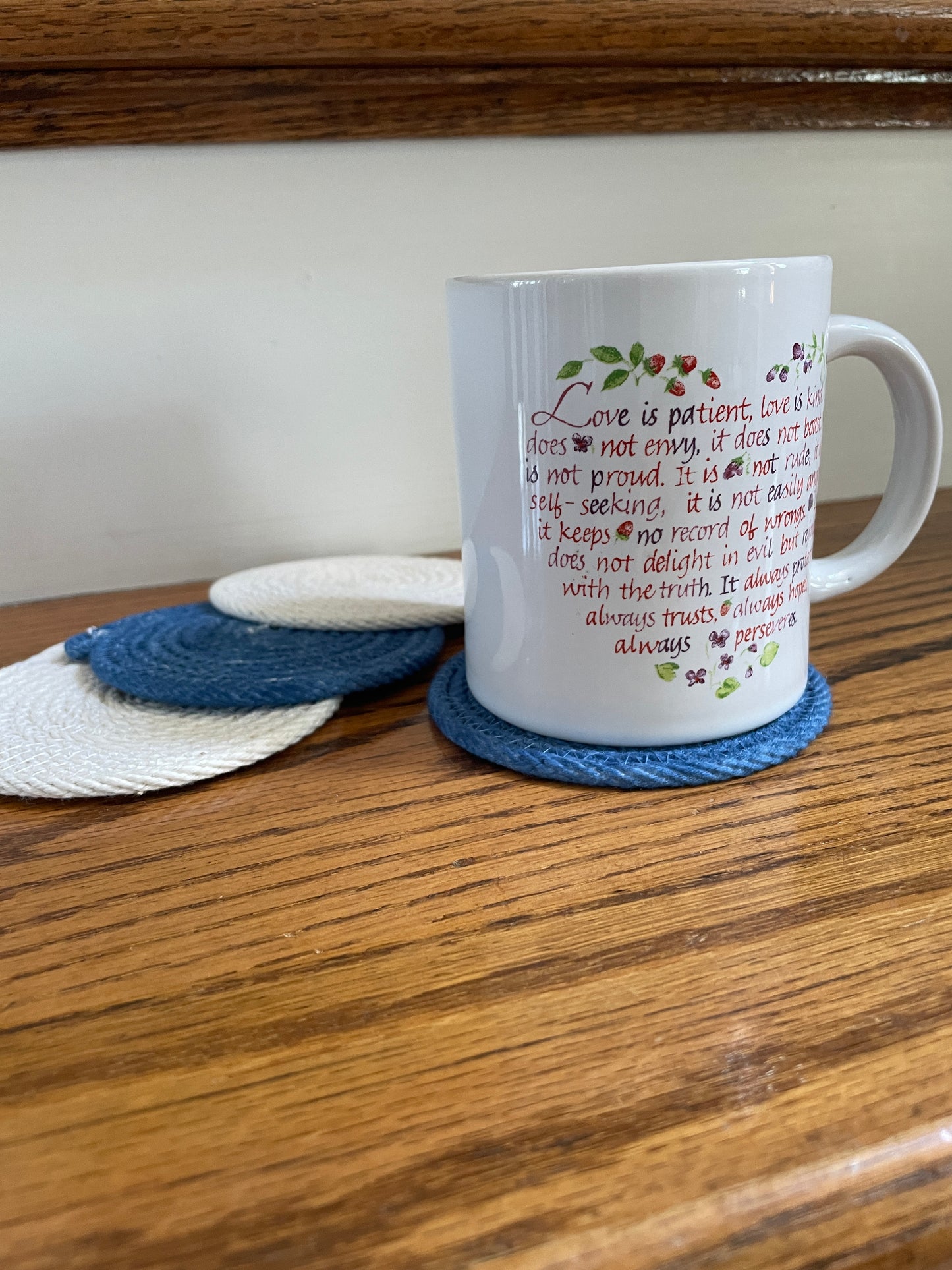 Set of 4 Blue and Natural Coasters