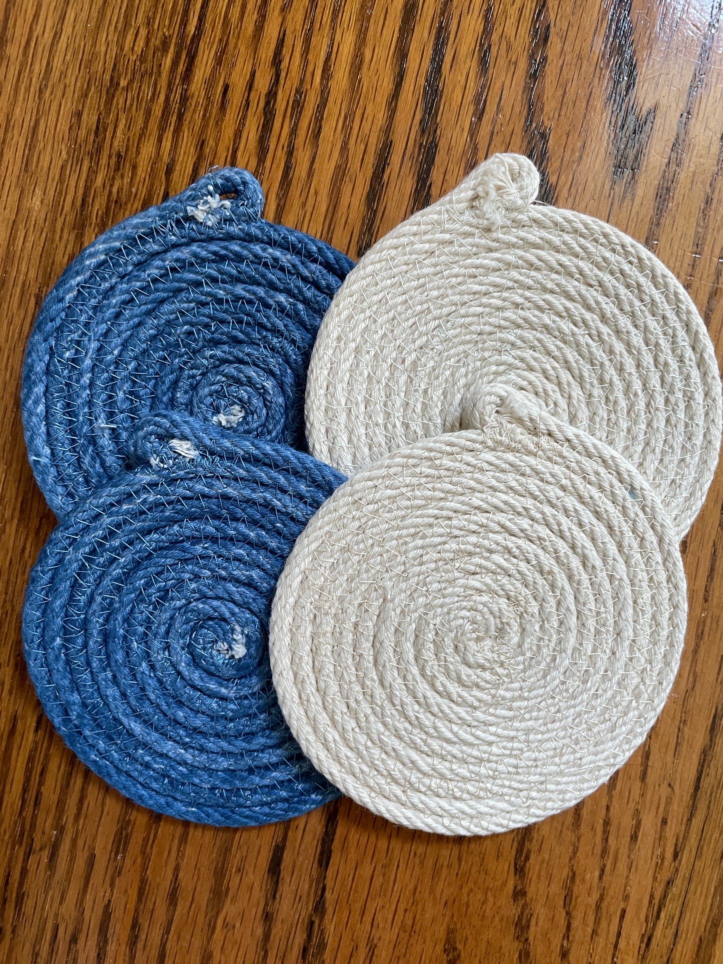 Set of 4 Blue and Natural Coasters