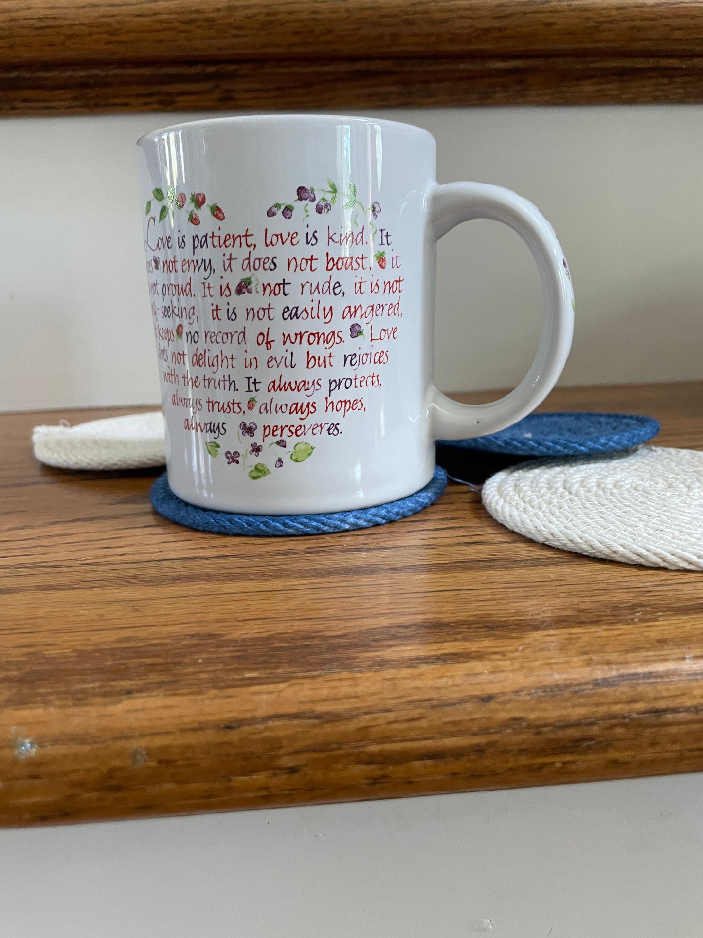 Set of 4 Blue and Natural Coasters
