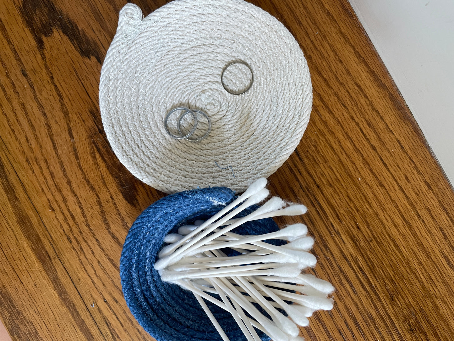 Set of 1 Small Blue and Medium Natural Bowls.
