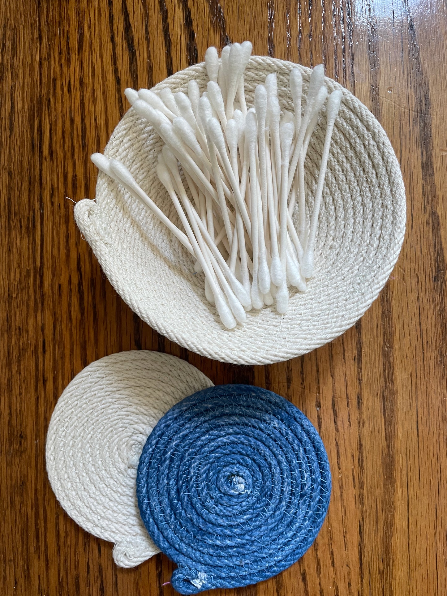 Set of 1 Blue and Natural Coaster and Natural Bowl
