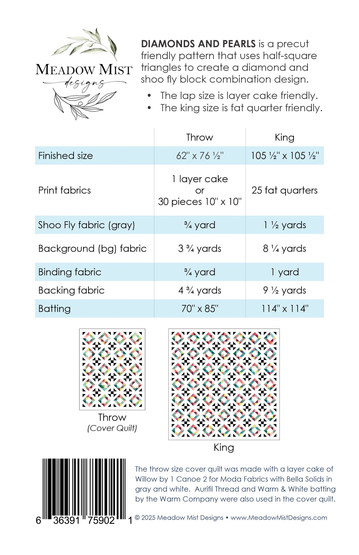 Diamonds and Pearls - Digital Pattern